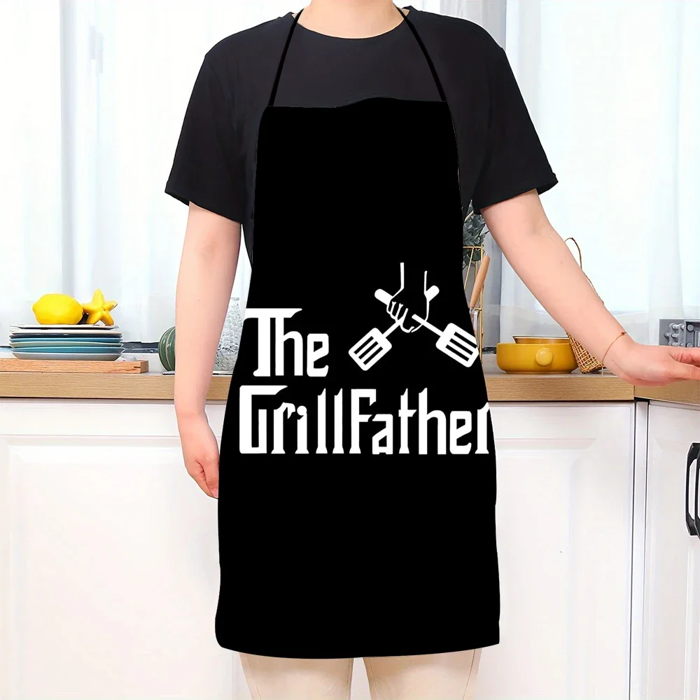 Outdoor BBQ Apron for Men Sleeveless Grilling Cooking Black Chef Smock Barbecue Enthusiast Baking Apron