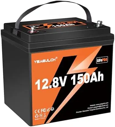 

12.8V 150Ah Max LiFePO4 Lithium Battery Built-in 100A BMS 1920Wh Energy 15000+ Rechargeable Deep Cycle LiFePO4 Battery