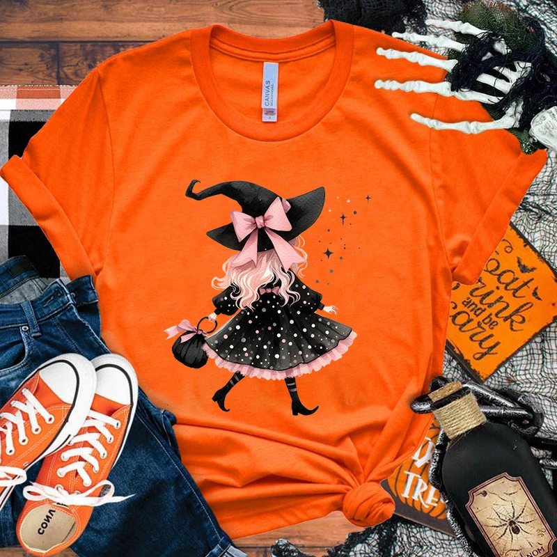 Sales Halloween Witch T Shirts Women Men Summer Cool Short Sleeves Personality Harajuku T-Shirt