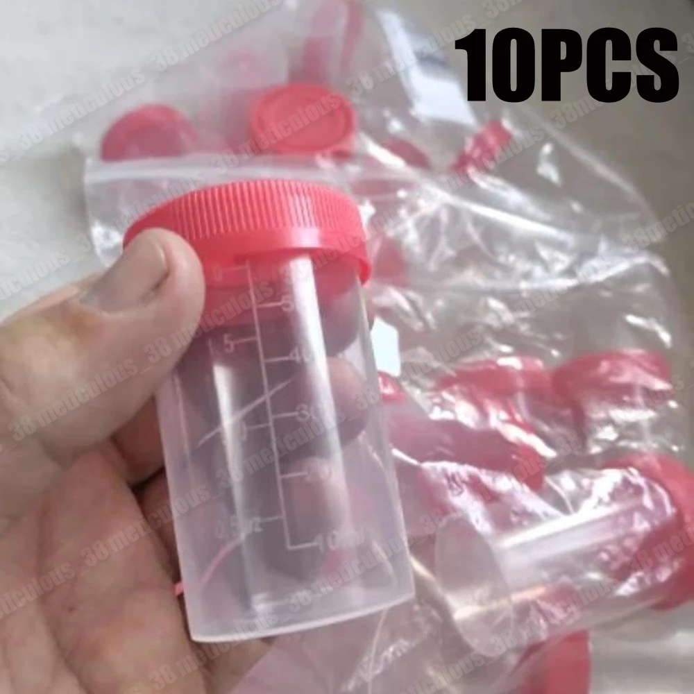 

10pcs Hospital 60mL Urine Collection Sample Cup Specimen Bottle Physical Test Plastic Cup Container For Medical Use