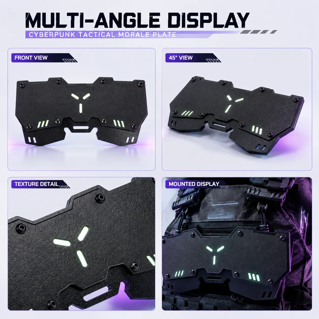 QX Tactical Functional Chest Armor Plate Cyberpunk Techwear Morale Patch Glow Decoration Hook Loop Quick Detach Gear