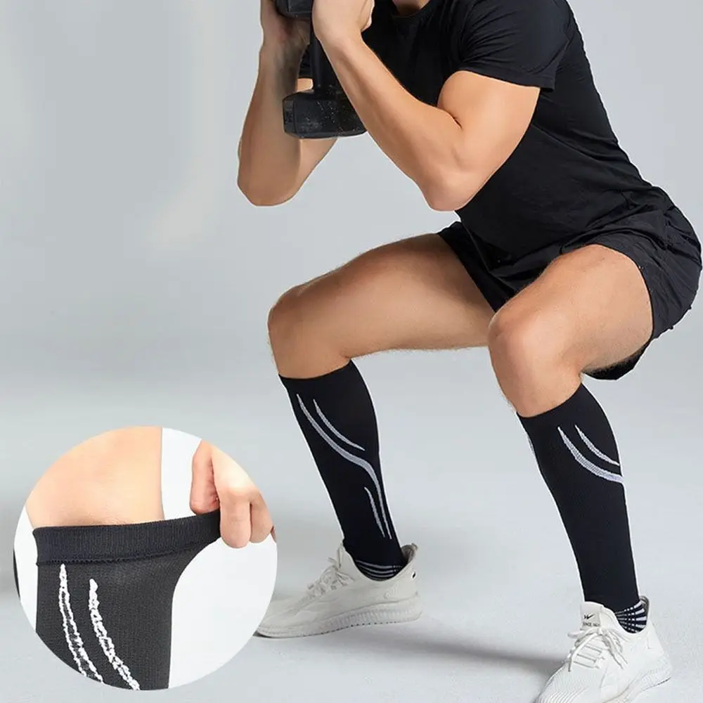 

1 пара дышащих спортивных компрессионных носков до икры, удобные гольфы для фитнеса, длинные носки, легко надеваемые, высокая эластичность