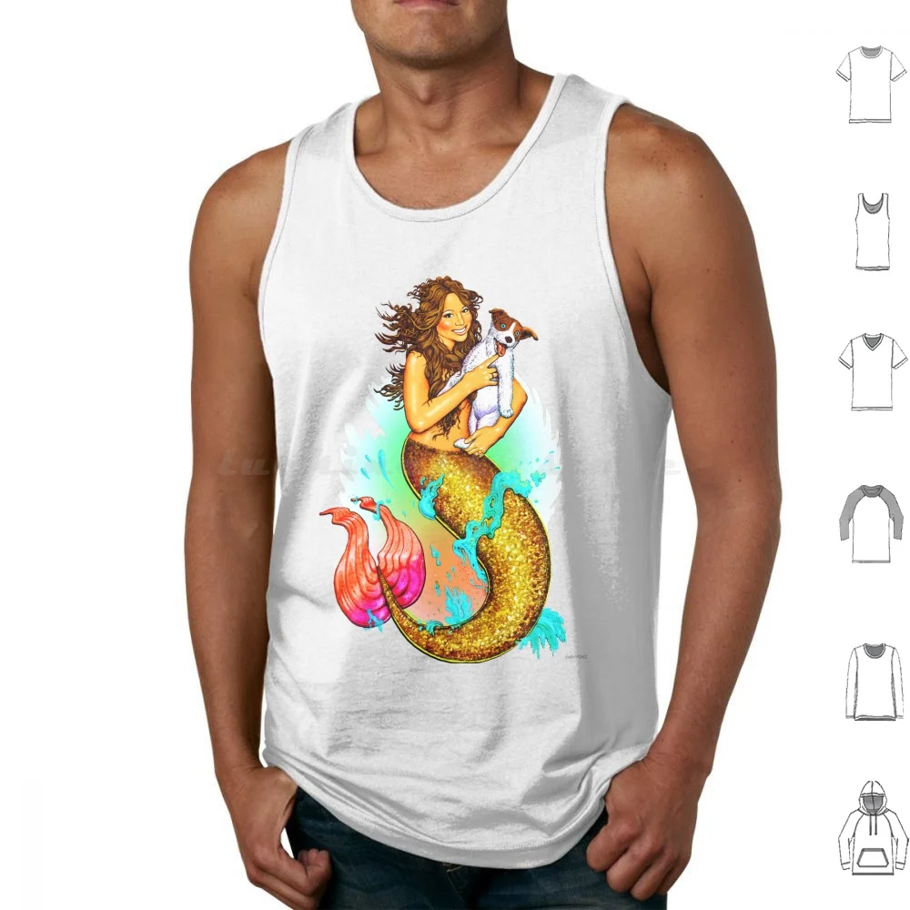 Mer-Iah Tank Tops Vest Sleeveless Mimi Lambily Puppy Mermay Pop Mermaid Retro 90s Pride Drag Drag Queen