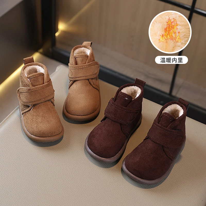 

Spring Winter New Fashion Korean Style Children Casual Cotton Shoes for Girls Boys Soft Sole Anti-slippery Versatile Short Boots