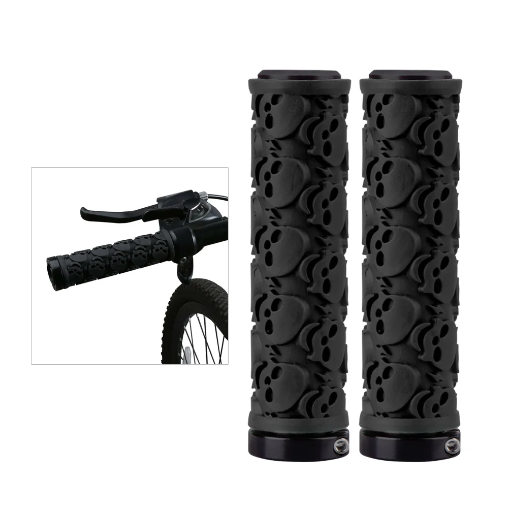 

Anti-Slip Bicycle Grips Skull Pattern Carved Handle Wear-resistant Rubber Handlebar Child Comfortable Damping