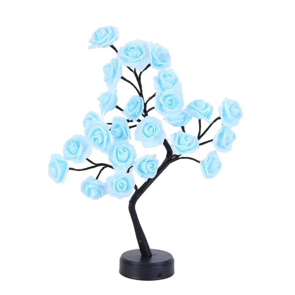 LED Rose Flower Table Lamp USB Christmas Tree Fairy Lights Night Lights Home Party Wedding Bedroom Decoration Mother's Day Gift