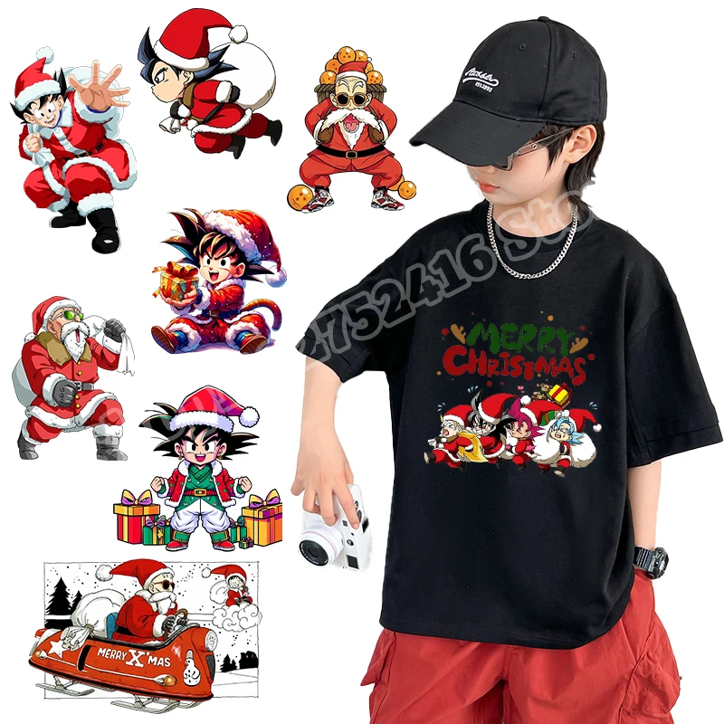 Dragon Ball Iron on Sticker Anime Cartoon Christmas Heat Transfer Stickers T-shirt Sweatshirt Diy Decoration Clothing Patch Gift