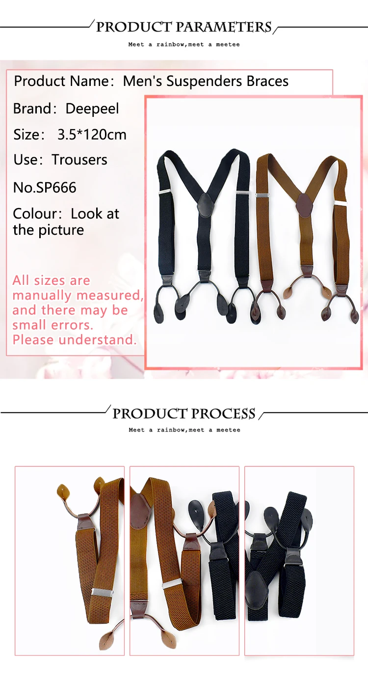 Men's Suspenders 6 Clips Wide Braces Corn Teeth Elastic Male Jockstrap Pants Suspender for Men Business Suit Mens Accessories