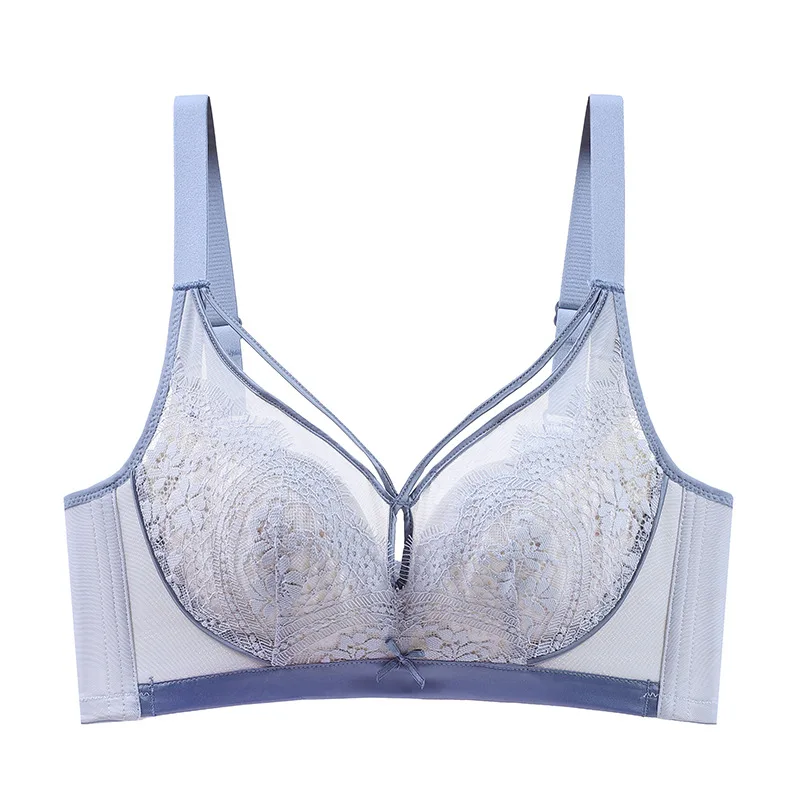 Women Bra New Breathable Large Breasts Show Small Underwear Women Gather Fashion Lace Bra No Underwire Underwear Bras