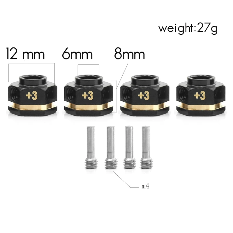 4Pcs Brass Counterweight 12Mm Wheel Hex Hubs Extended Adapter For Traxxas TRX4 TRX6 1/10 RC Car Parts