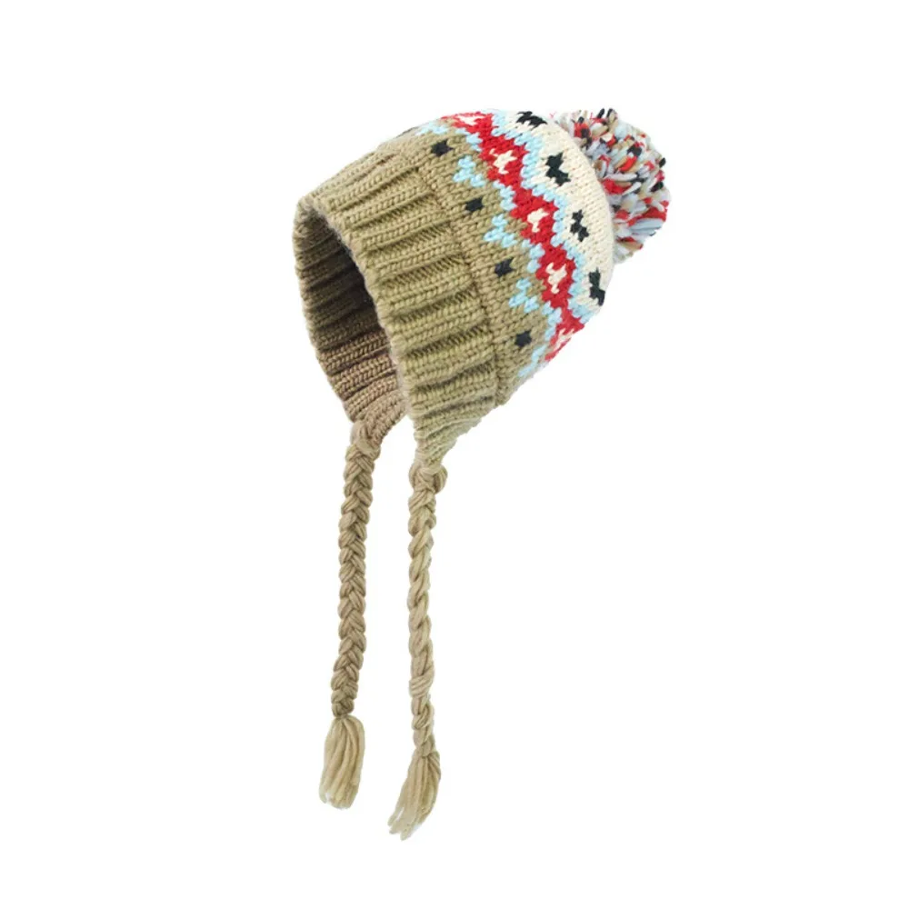 

Милая осенне-зимняя детская вязаная шапка, ветрозащитная универсальная шапка-бини для мальчиков и девочек, теплые уличные шапки для защиты ушей