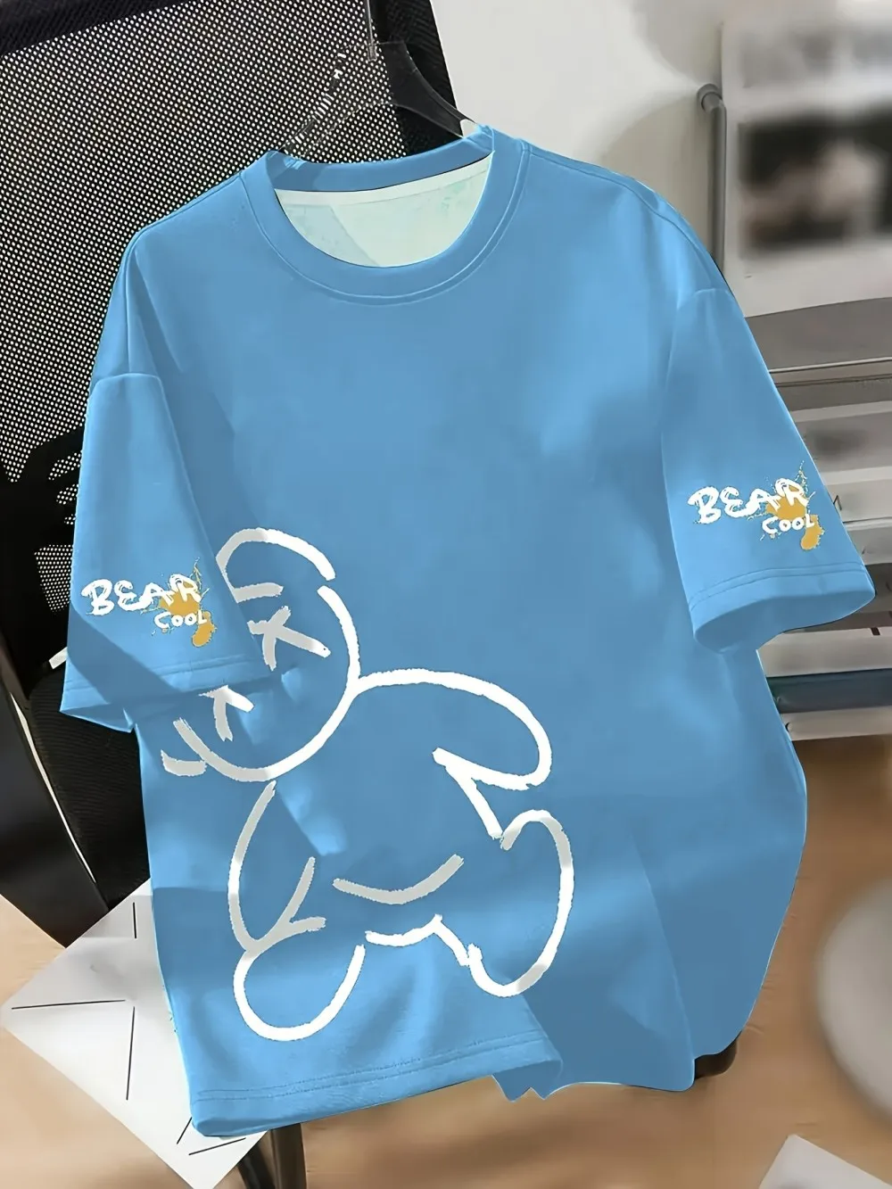 تي شيرت صيفي للرجال برقبة دائرية يسمح بمرور الهواء مع نمط طباعة الدب الكرتوني مناسب للهدايا اليومية وعطلة نهاية الأسبوع للأصدقاء #4