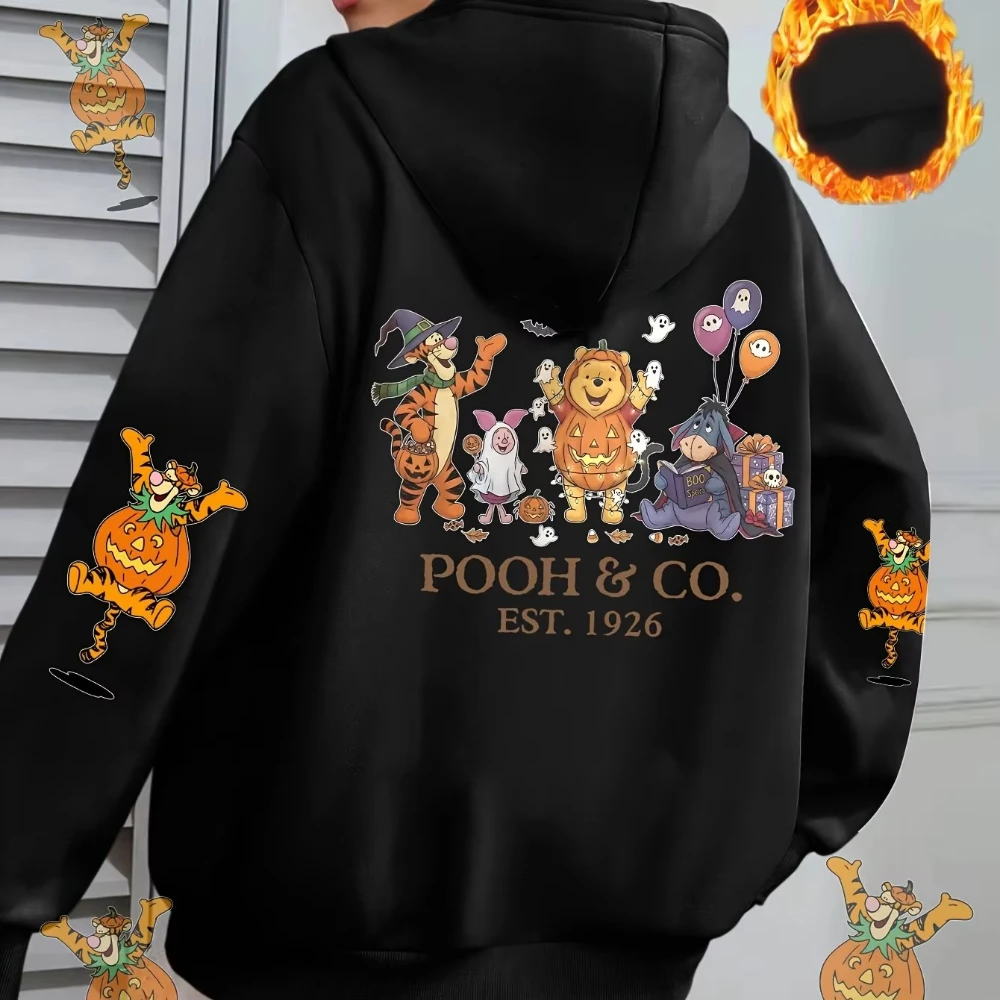 

Дисней Винни Пух, персонаж Хэллоуина, модная повседневная зимняя толстовка с капюшоном, праздничный женский и мужской пуловер с длинными рукавами
