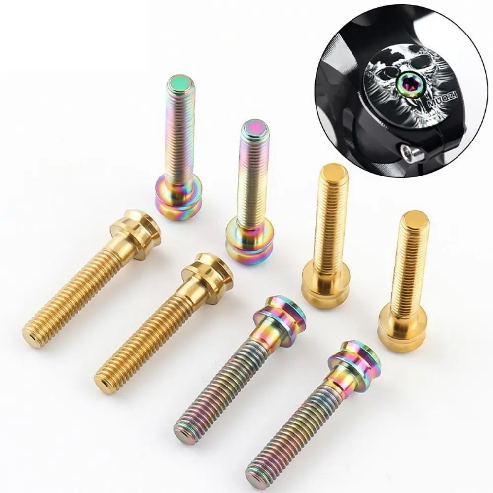 M6x30/35mm Bicycle Stem Top Cap Screw Titanium Alloy Ultra-light Bicycle Headset Top Cap Bolt Vacuum Plating Colorful
