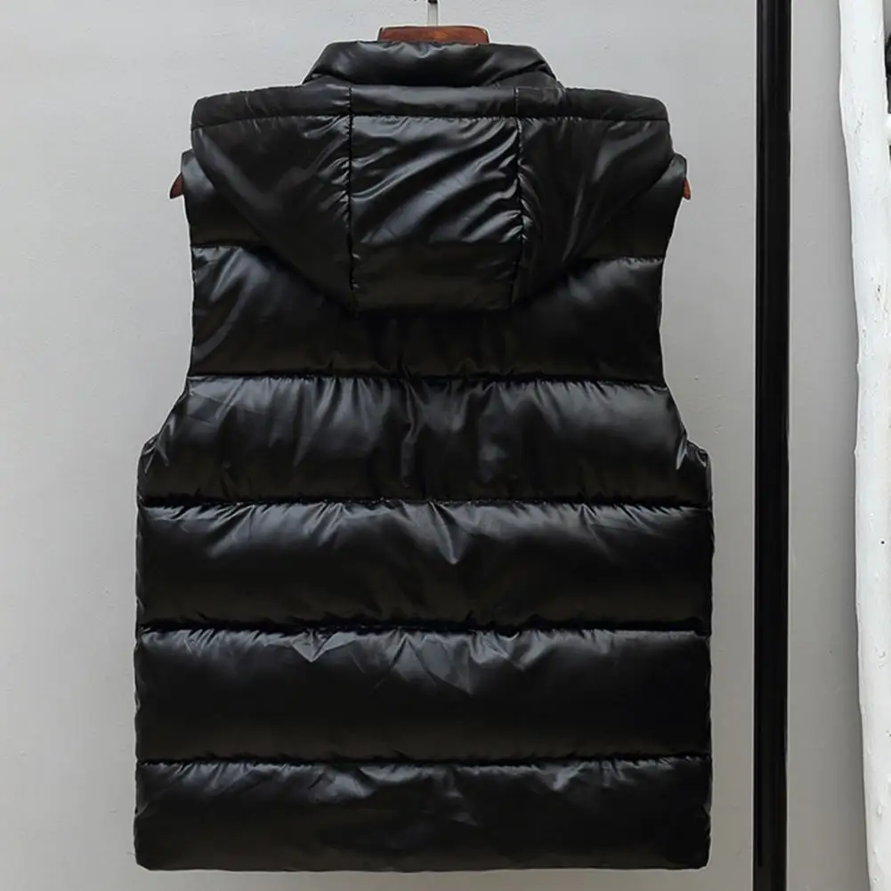 Men Quilted Vest Coat Men's Quilted Hooded Vest Coat with Drawstring Closure Sleeveless Outwear for Winter Solid Color Stand