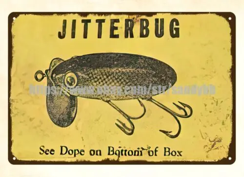 Arbogast Jitterbug Lure fishing bait metal tin sign outdoor wall art living room