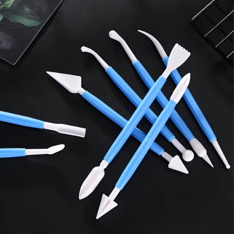 8-teiliges Set aus mehrfarbigen Ultraleicht-Tonwerkzeugen. Polymer-Ton-DIY-Fondant-Schnitzmesser. Keramik-Kunststoffwerkzeuge