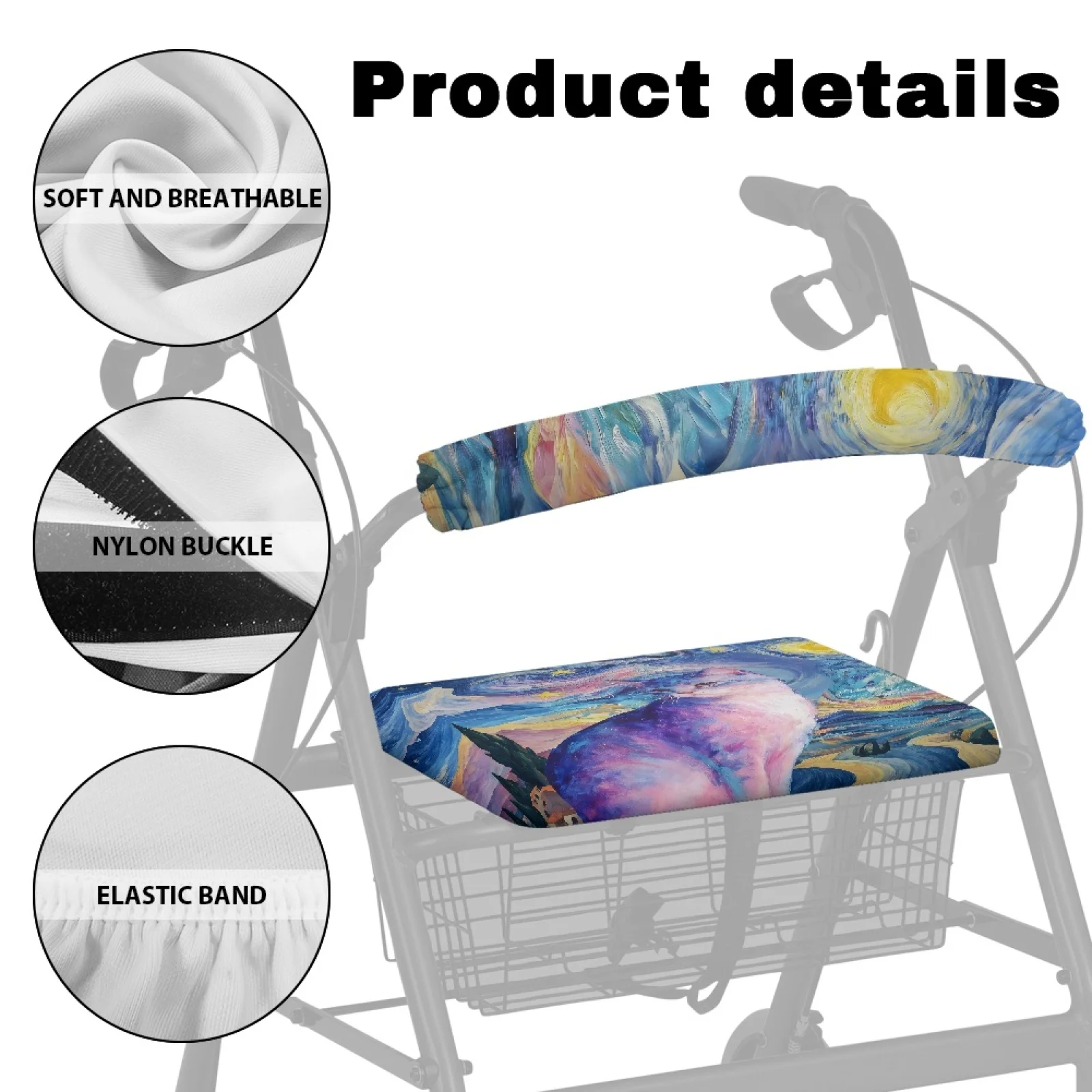 Coloranimal Starry Sky Cat Print Pack of 2 Rollator Seat Cover for Family Rollator Walker Seat Back Cover 2026 Trending view 5