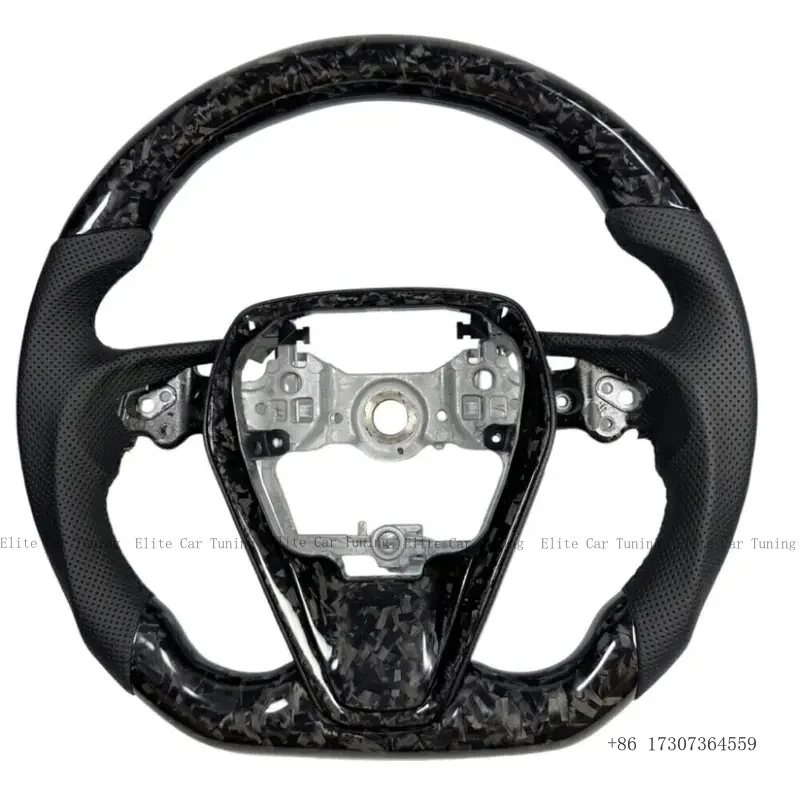 

Black Forged Carbon Fiber Steering Wheel For Toyota Camry 2018+ With Forged Carbon Trim