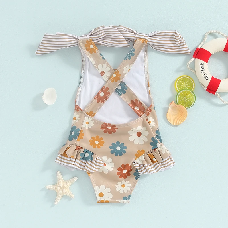 Girls Floral Print Swimsuit 3