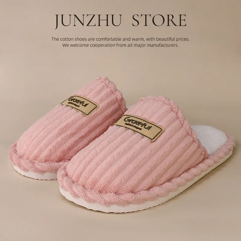

Women's Soft Sole Comfy House Slippers Lightweight Warm Plush Winter Slippers for Women Indoor Non Slip Corduroy Slip On Shoes