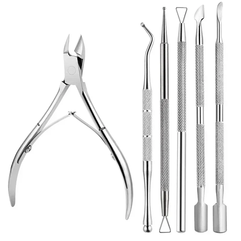 Coupe-ongles professionnel en acier inoxydable, 6/5 pièces/ensemble, ciseaux, continents pers, multifonction, poussoir, dissolvant, soins des ongles, kits de manucure