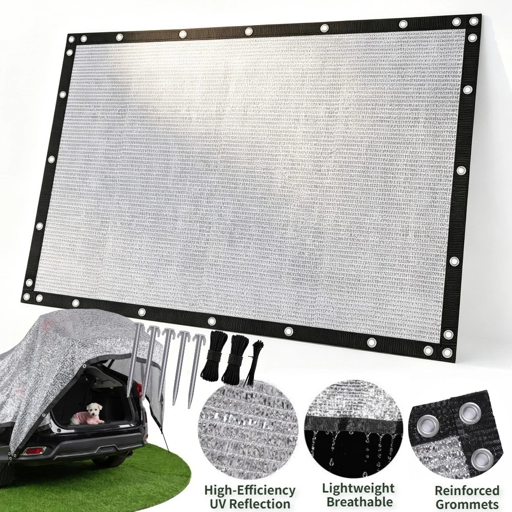 Toile d'ombrage réfléchissante Aluminet 85% avec œillets, protection UV et filet de refroidissement pour serres, jardins, patios, abris et voitures