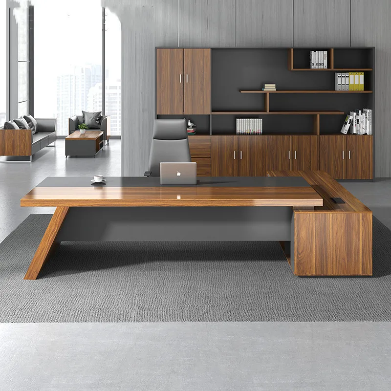 

Desk boss table simple modern class desk president table manager supervisor single office desk and chair combination