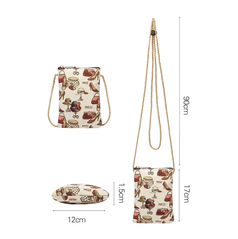 Saja petit sac à bandoulière oblique pour femmes sac à bandoulière léger chaussures et chapeau femme modèle fille Shopping Casual Bag fermeture à glissière avec sangles réglables pour téléphone portable carte de crédit