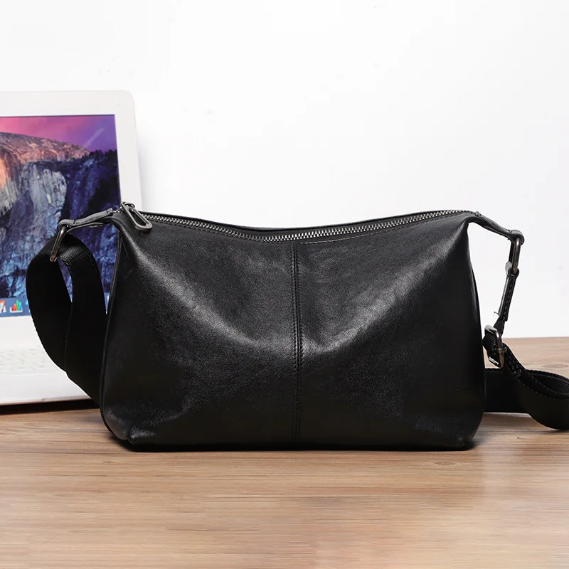 

Мужская сумка через плечо из натуральной кожи, легкая и повседневная мужская дорожная сумка на одно плечо из воловьей кожи.