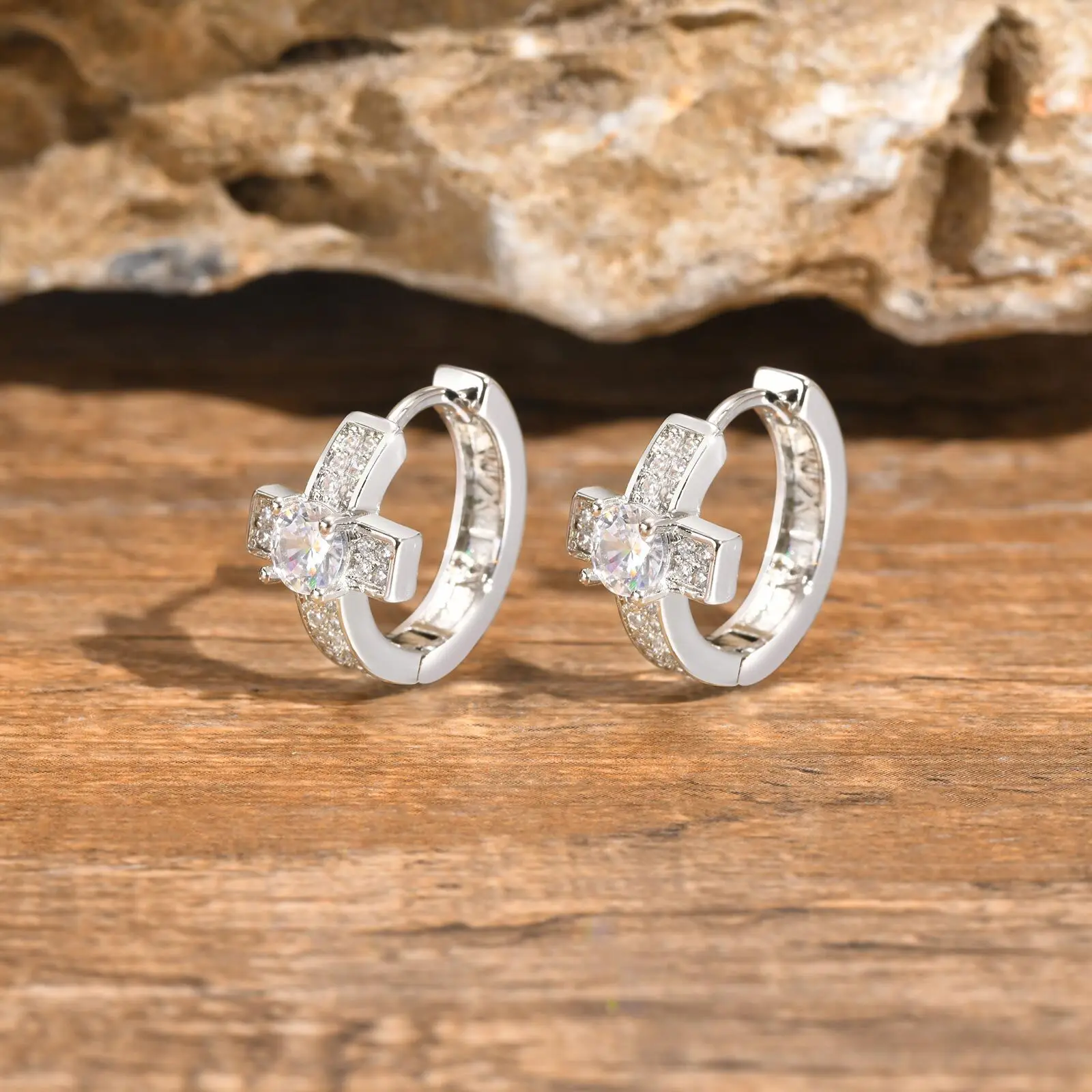 أقراط متقاطعة للرجال والأولاد، أقراط هيب هوب كبيرة من الزركون، هدايا مجوهرات عصرية رائعة