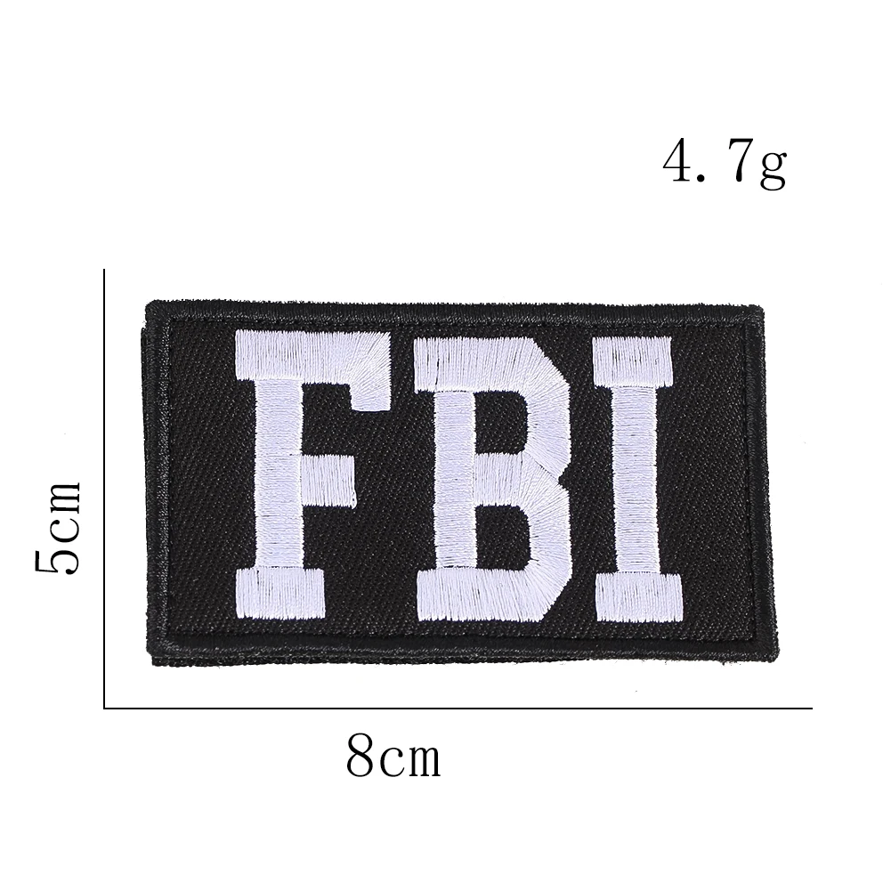 Funny FBI Letter Cosplay Embroidered Patch Hook  Loop Federal Badge for Decoration Outdoor Clothes Ornament