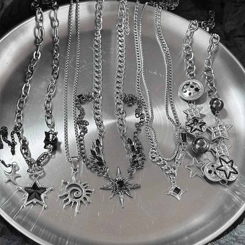 فاسق الفولاذ المقاوم للصدأ نجمة الهندسة قلادة قلادة للرجال الهيب هوب عناصر المجوهرات #2