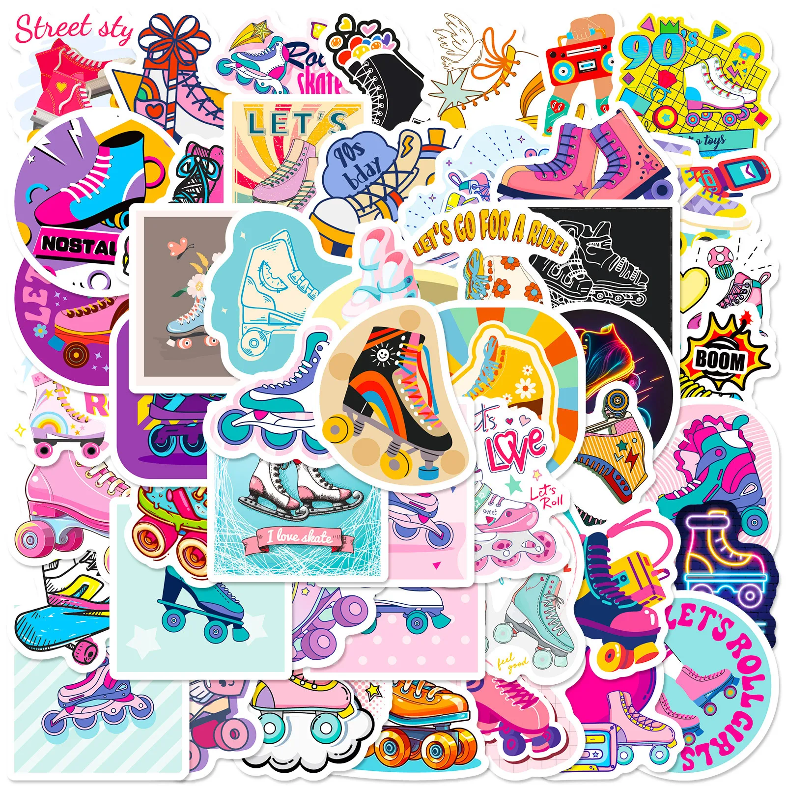 2024 New Roller Skates Stickers Sports Cartoon iPad Computer  Helmet Car Water Cup Guitar DIY Scrapbook Toy Decoration Wholesale