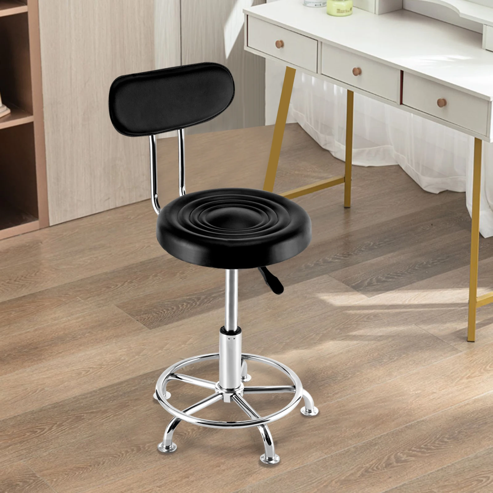 

Black Garage WorkShop Stool Bench Mechanics Swivel Chair Height-Adjustable Seat