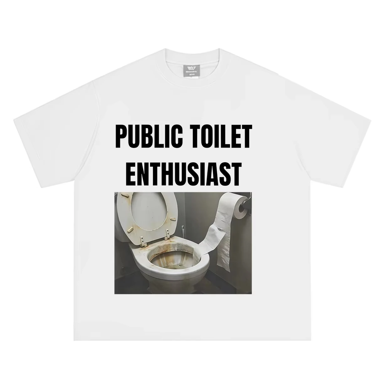 Public Toilet Enthusiast Funny Meme T-shirt Men Women Hip-Hop T-shirt Short-sleeved Loose Cotton Oversized T-shirts Streetwear