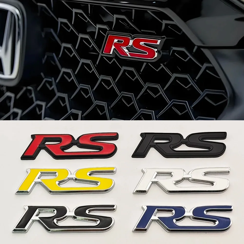 

3D Metal Car Front Grille Emblem RS Logo Badge Rear Trunk Fender Sticker For Honda FIT CRV Jazz Civic HRV Jade City Acceessories