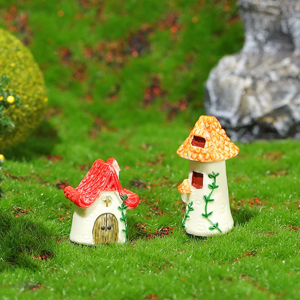 

6Pcs Resin Tiny House Mini Landscape Ornament Creative Garden Decoration Mini House Garden Decor Resin Crafts Home Supplies