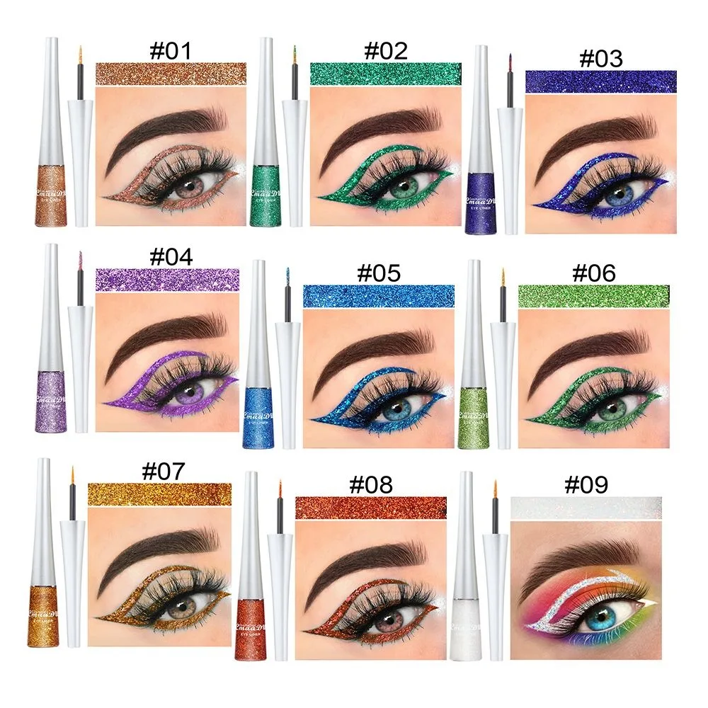 Crayon Eyeliner liquide pailmétrage nacré, diamant brillant, stylo eye-liner liquide, fard à barrage durable 16 couleurs, maquillage des yeux