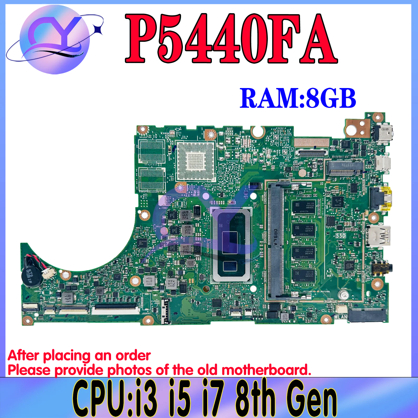 P5440FA Mainboard for ASUS P5440F P5440FF P5440FA Laptop Motherboard 8G RAM I3-8145U I5-8265U I7-8565U CPU DDR4 100% tested work