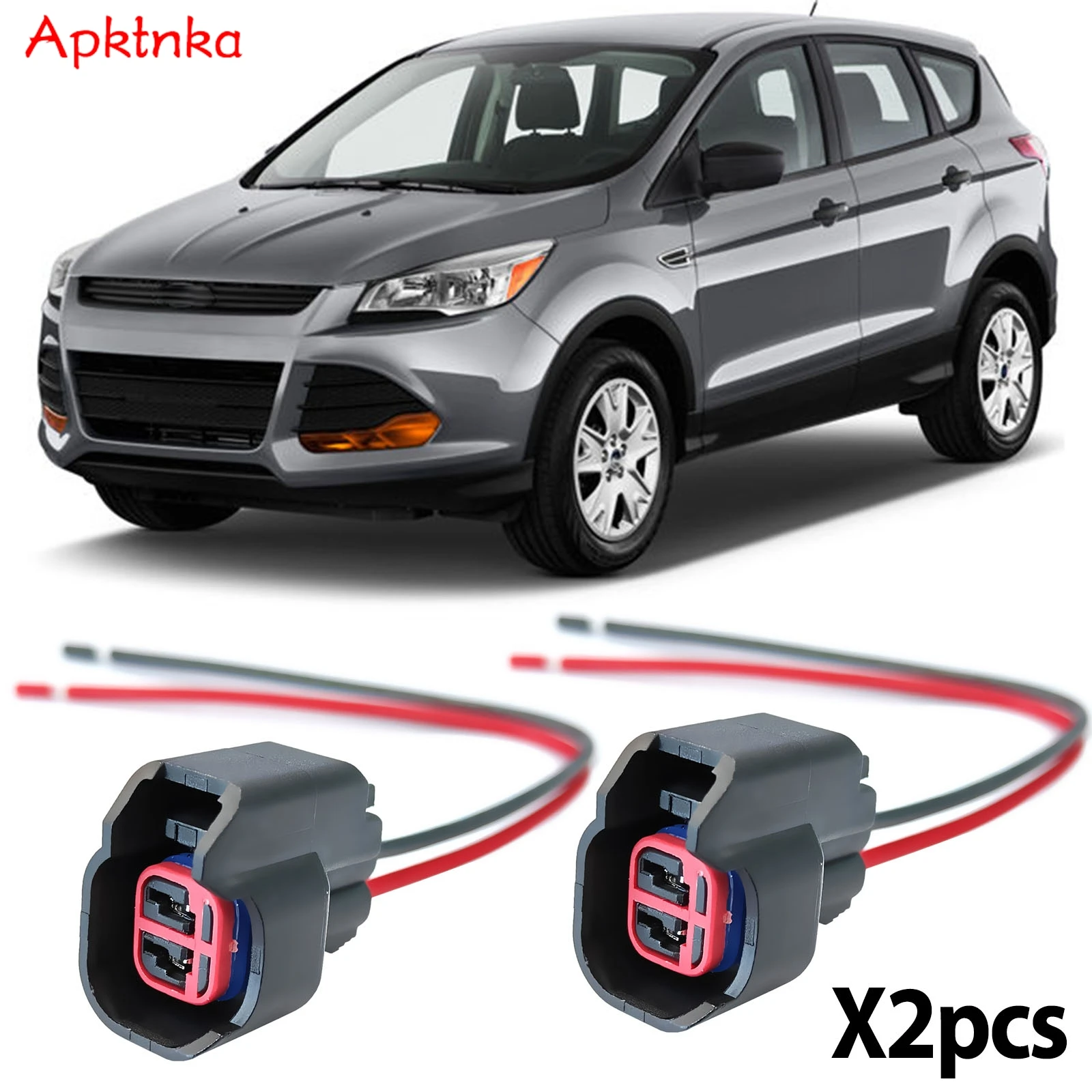 Apktnka 2X 2Pin Plug For Ford RPM ABS Sensor Connector Prewired Repair Kit Pigtail Wire Wiring Harness Loom BU2Z-14S411-RA