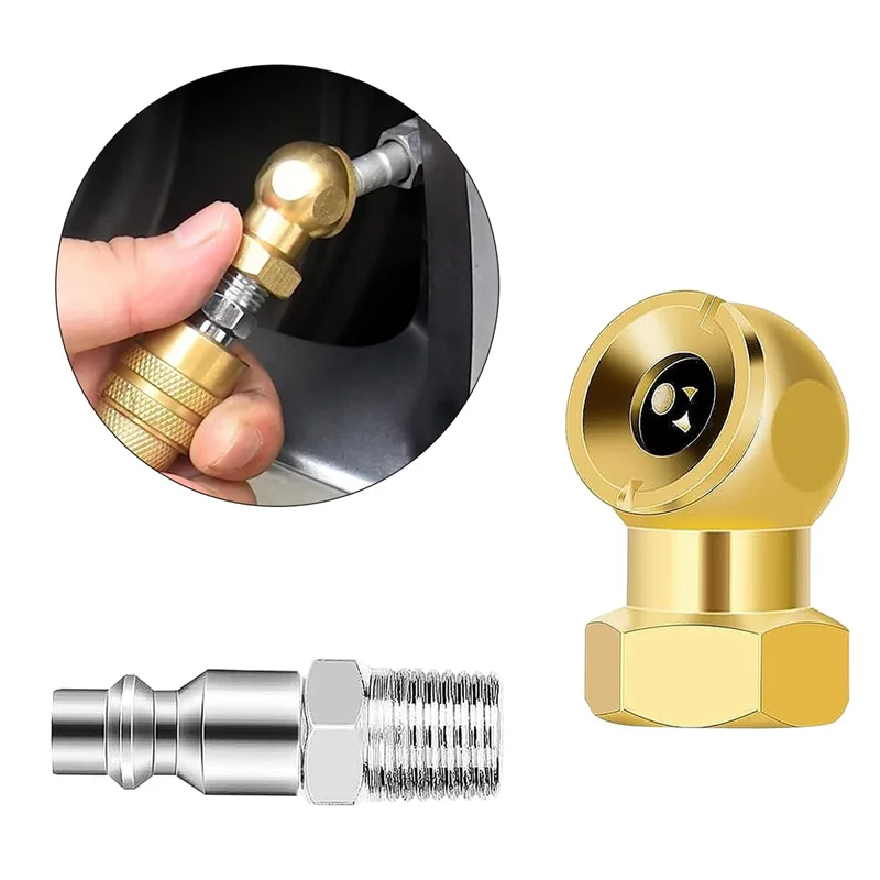 

A15F-4Pcs 1/4Inch Air Chuck Tire Pressure Caps Portable Air Chuck Closed Brass Ball Inflator For Inflator Gauge Compressor