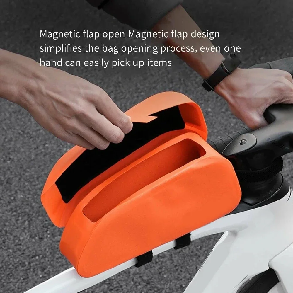 1PCS Bike Frame Bag with Magnetic Flap Waterproof Bicycle Top Tube Bag Bikepacking Cycling Tools Storage Bag for MTB Road Bike