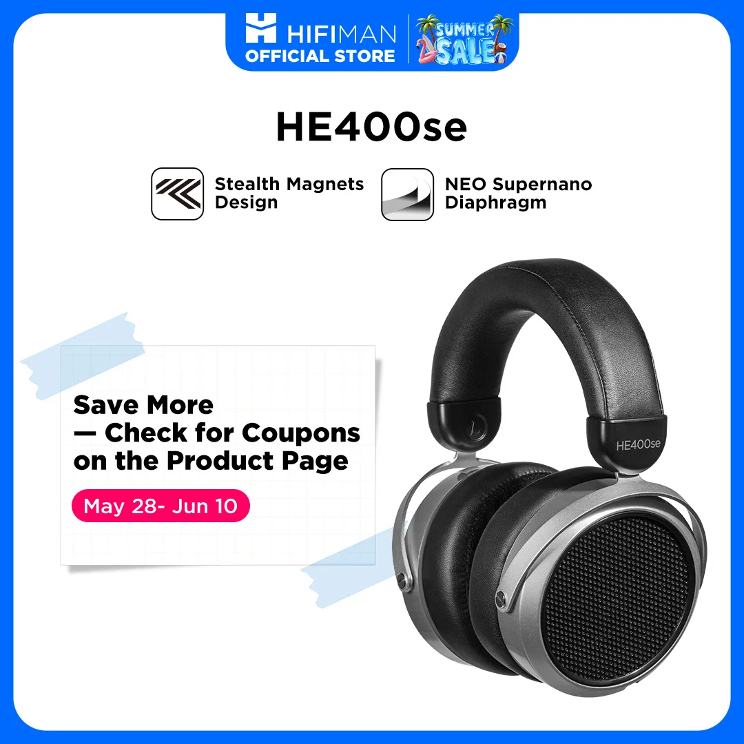 HIFIMAN HE400SE Stealth Magnets Over-Ear Open-Back Auriculares con cable magnético plano de tamaño completo