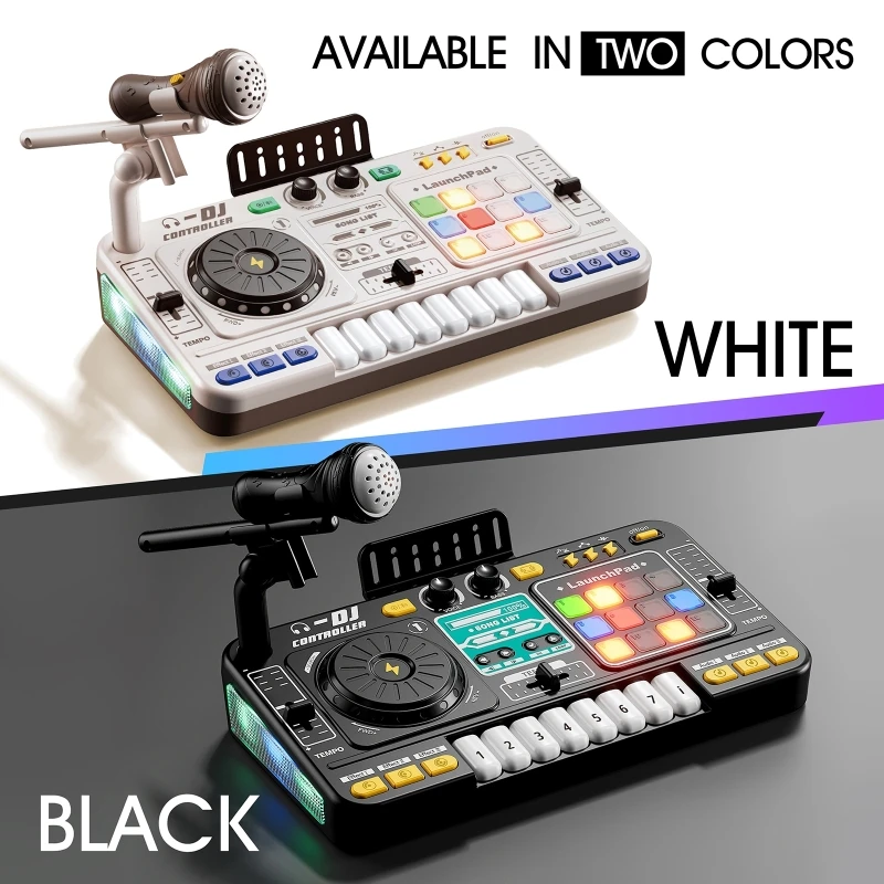 子供用シミュレーションdjミキサーコントローラーおもちゃ多機能音楽エフェクト電子学習ゲーム誕生日プレゼント子供用dj