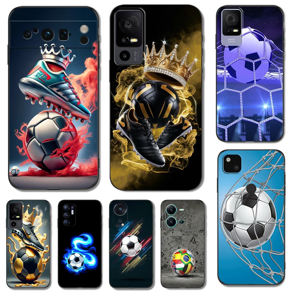 Black Tpu Case For TCL phone 30 plus 303 30XE 30V 30SE E 306 305 40R 40SE 405 406 408 Football