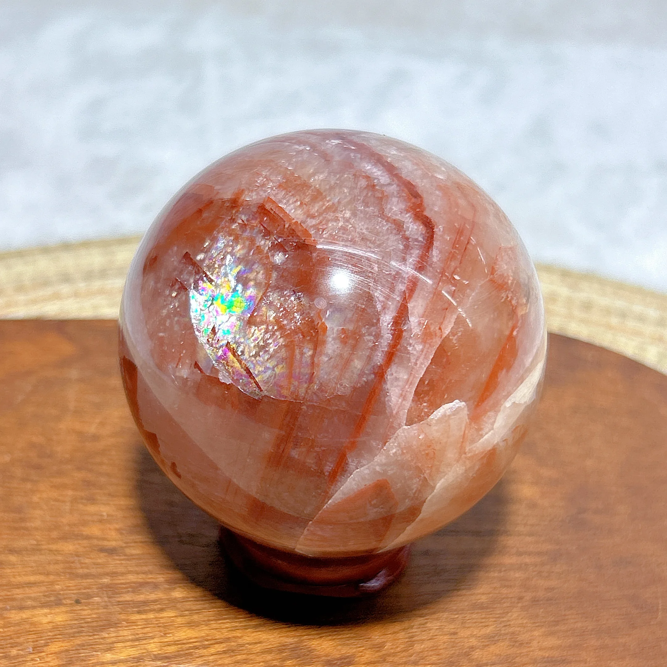 Natural Crystal Fire Quartz Calcite Sphere Rainbow Polished Ball High Quality Gemstone Mineral Energy Home Decorations Gift