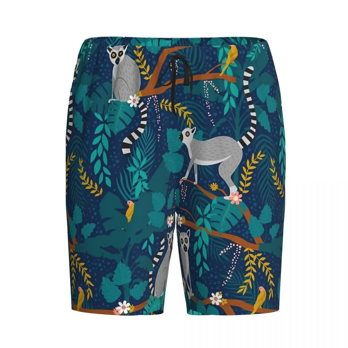 

Мужские пижамные штаны Custom Lemurs In A Blue Jungle Shorts, пижамные штаны для сна, домашняя одежда, нижняя часть пижамы
