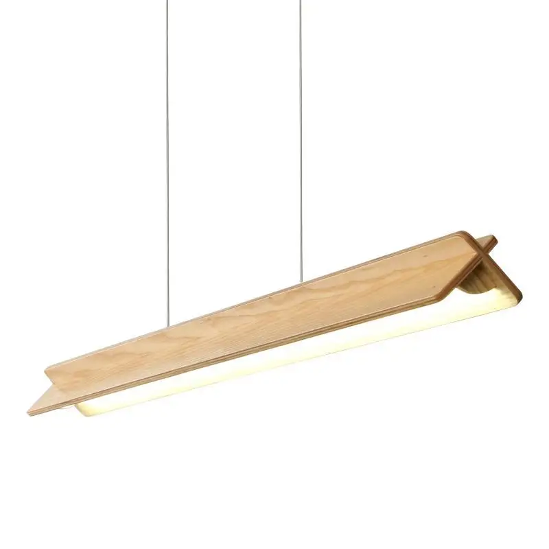 Nordic log style simple restaurant bar chandelier LED office tea room wabi sandy wind Japanese creative strip light