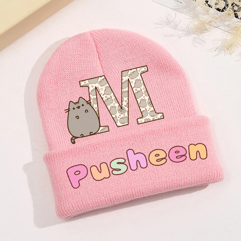 Nowa czapka dziecięca Pusheen Kawaii Cartoon drukowane czapki z dzianiny śliczne dzieci ciepła czapka dziewczęca czapka beanie jesienno-zimowa